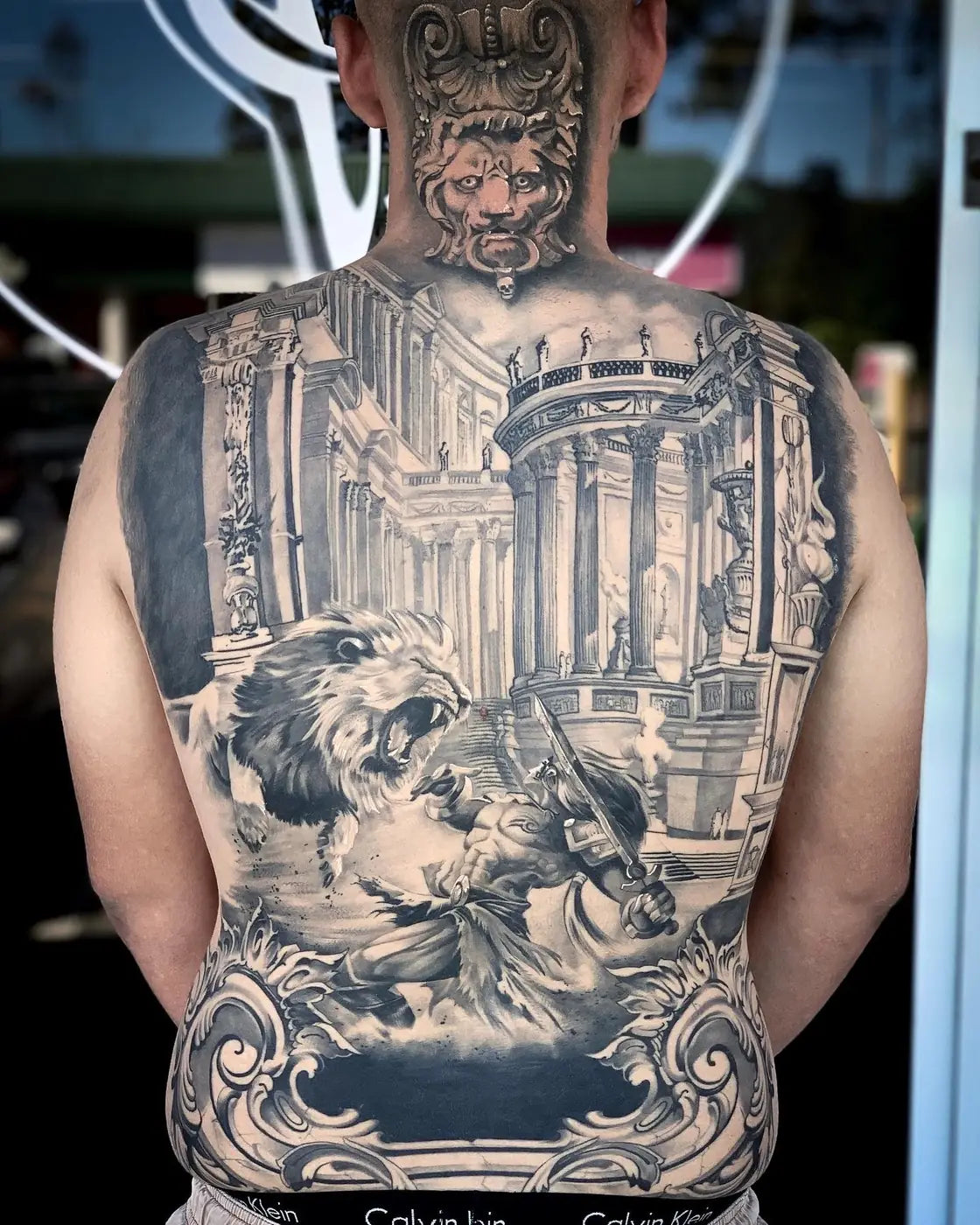 Black and grey back piece